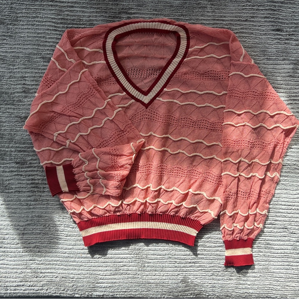 Ballantyne pink salmon spring summer sweater